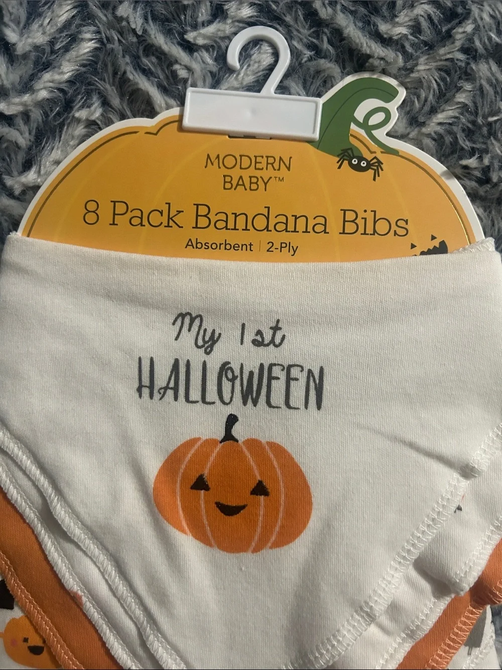 Modern Baby Orange & White Halloween Bandana Bib Set - 8 Pack